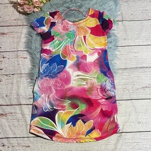 T by Talbots Watercolor Floral Lace Back Dress sz S